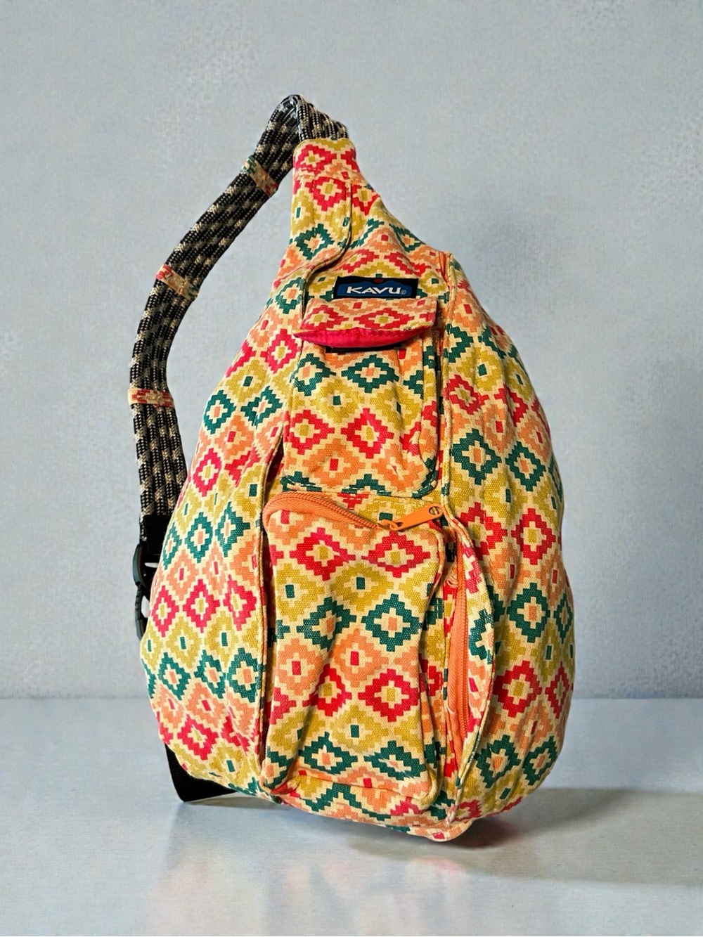 KAVU Multicolor Diamond-Print Rope Sling Bag - Picture 2 of 2